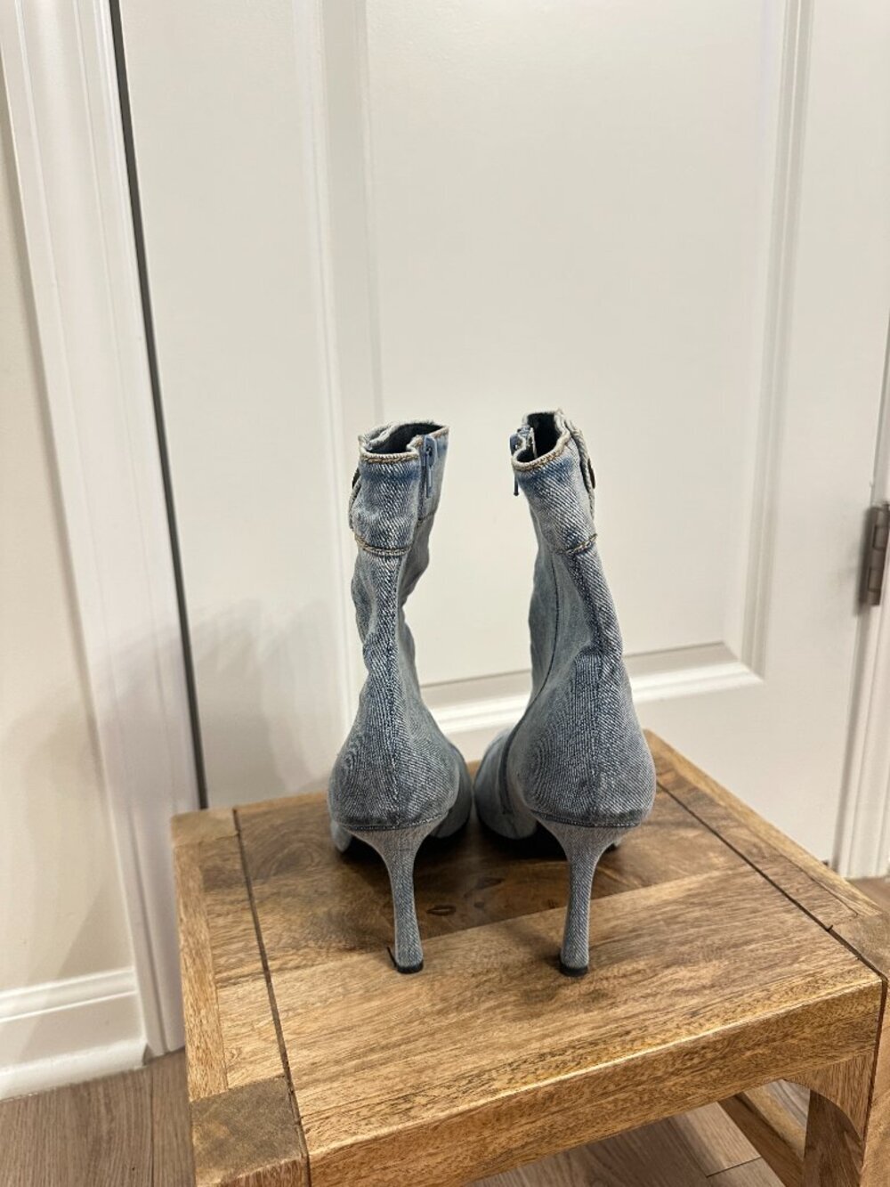 JEFFREY CAMPBELL Finitely Heeled Bootie in Light Blue Denim Size US 8.5 - Picture 4 of 8